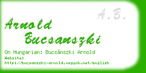arnold bucsanszki business card