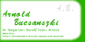 arnold bucsanszki business card